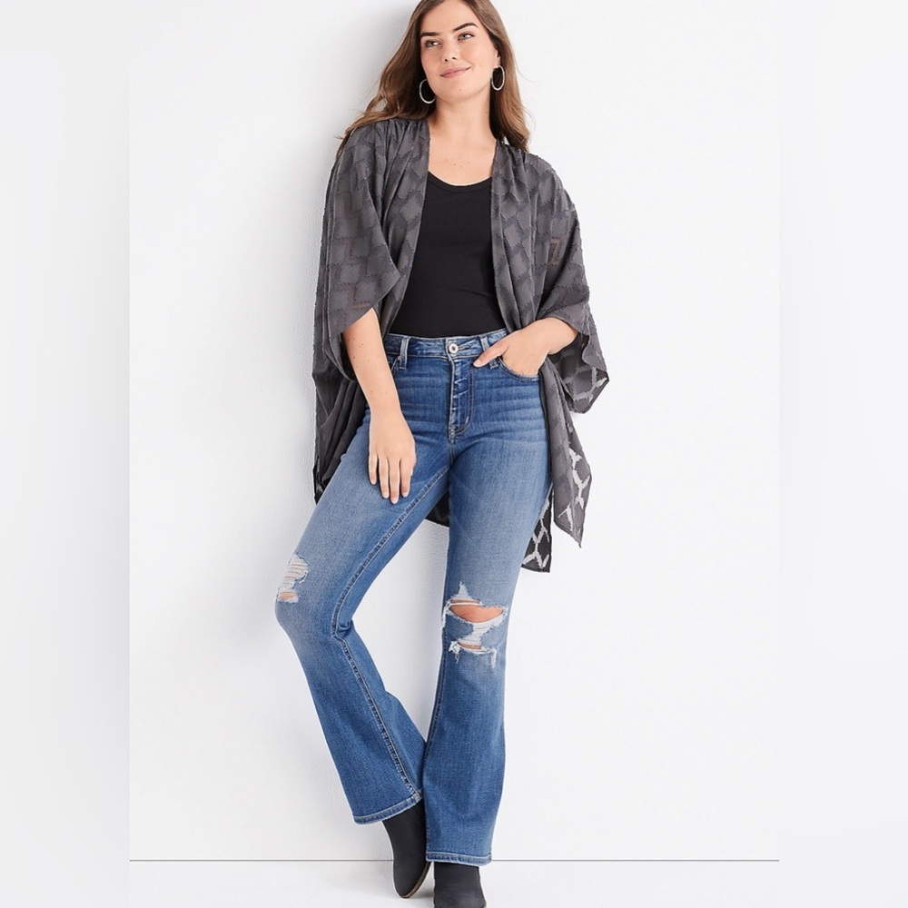 Maurice’s High Rise Flare Denim Jeans Distressed Stretch Size 16 P $70 NWT - Picture 4 of 5